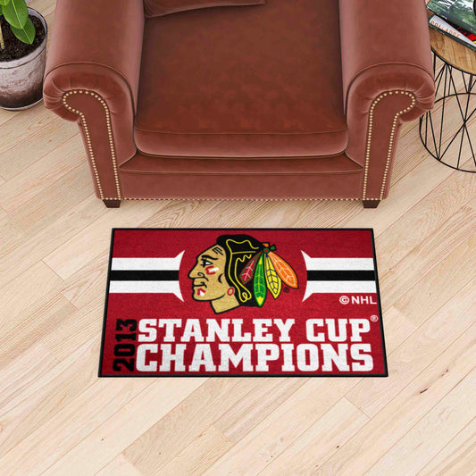 Chicago Blackhawks Starter Mat Accent Rug - 19in. x 30in., 2013 NHL Stanley Cup Champions - Chicago Blackhawks