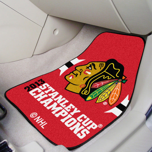 Chicago Blackhawks Front Carpet Car Mat Set - 2 Pieces, 2013 NHL Stanley Cup Champions - Chicago Blackhawks