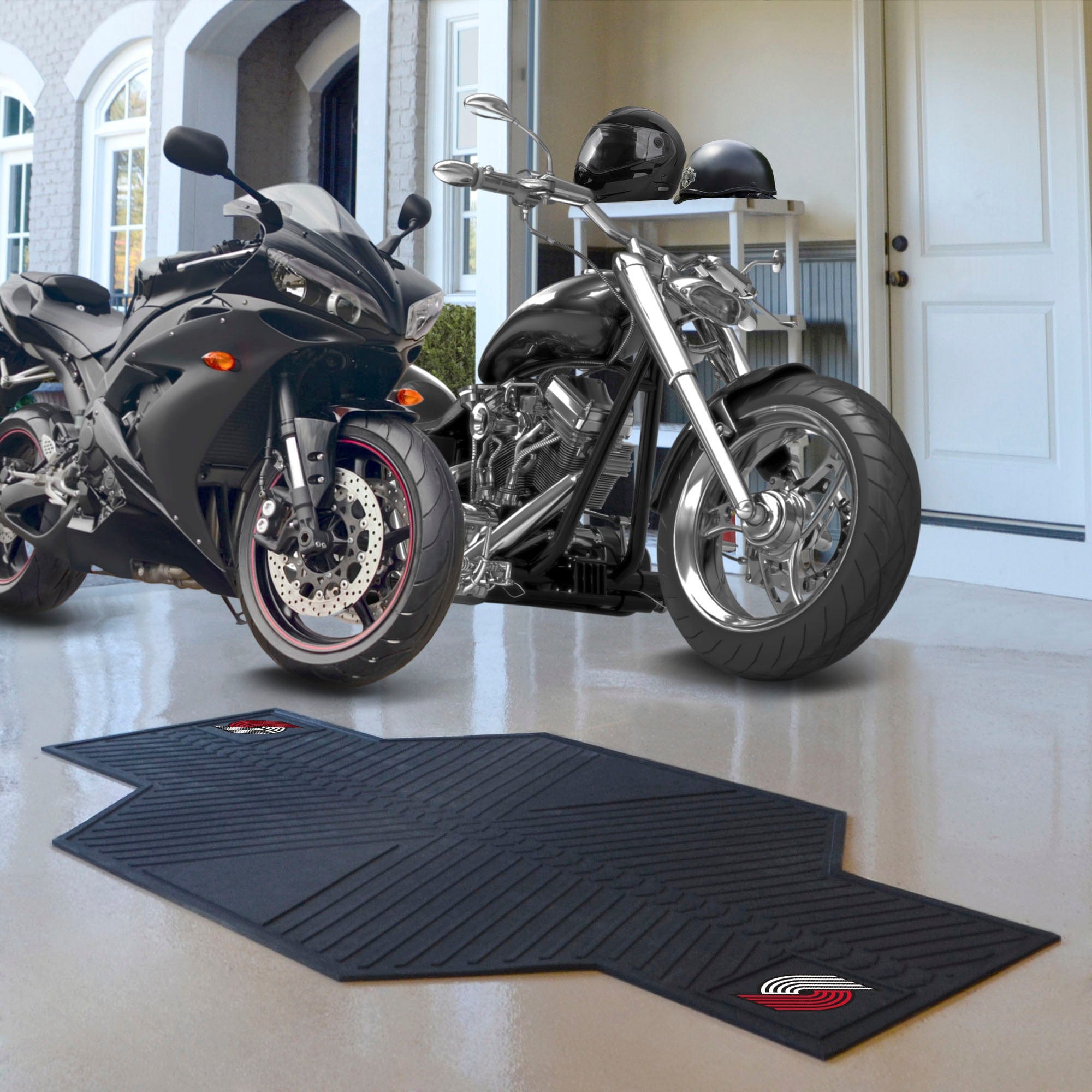 Portland Trail Blazers Motorcycle Mat - Portland Trail Blazers
