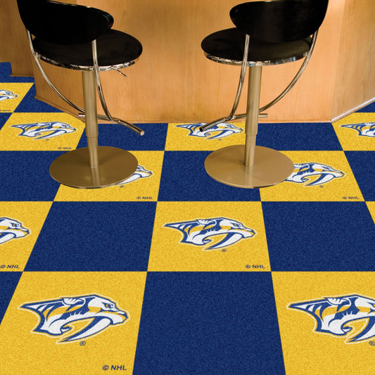 Nashville Predators Team Carpet Tiles - 45 Sq Ft. Logo on Yellow - Nashville Predators