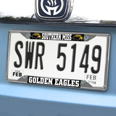 Southern Miss Golden Eagles Chrome Metal License Plate Frame, 6.25in x 12.25in