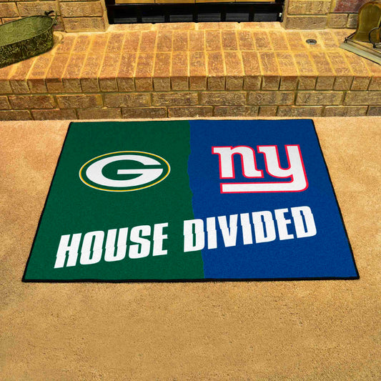NFL House Divided - Packers / Giants House Divided Rug - 34 in. x 42.5 in. - NFL House Divided - Packers / Giants