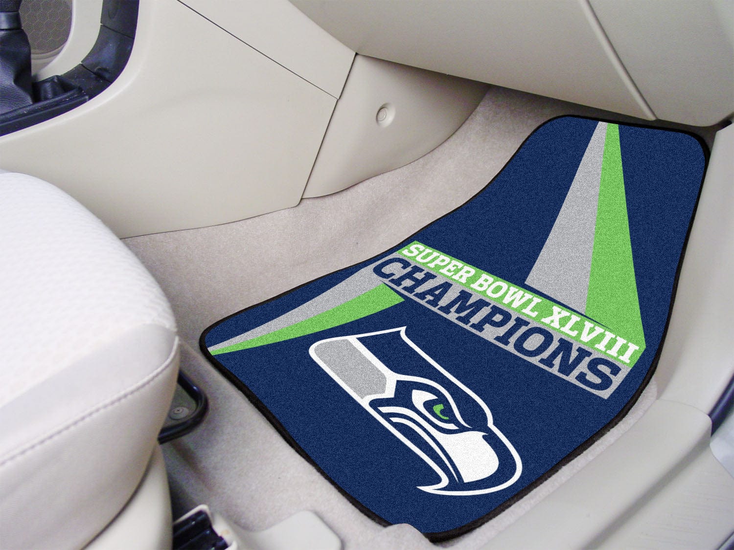 Seattle Seahawks Front Carpet Car Mat Set - 2 Pieces, 2014 Super Bowl XLVIII Champions - Seattle Seahawks