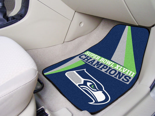 Seattle Seahawks Front Carpet Car Mat Set - 2 Pieces, 2014 Super Bowl XLVIII Champions - Seattle Seahawks