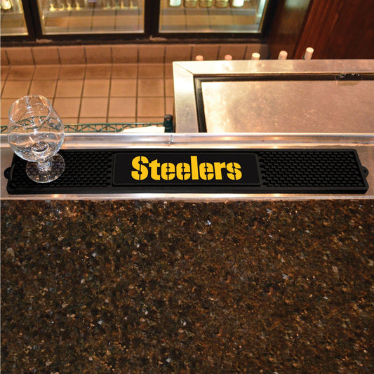 Pittsburgh Steelers Bar Drink Mat - 3.25in. x 24in. - Pittsburgh Steelers