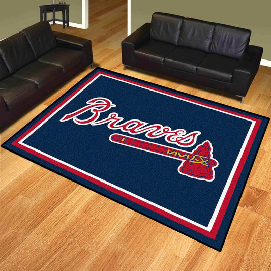 Atlanta Braves 8ft. x 10 ft. Plush Area Rug "Braves" Logo - Atlanta Braves