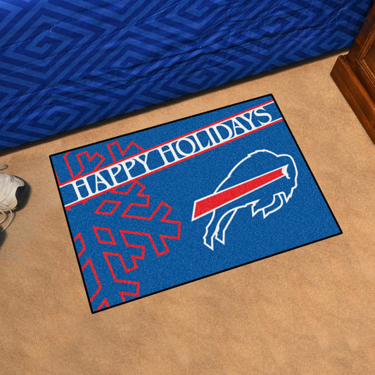 Buffalo Bills Starter Mat Accent Rug - 19in. x 30in. Happy Holidays Starter Mat - Buffalo Bills