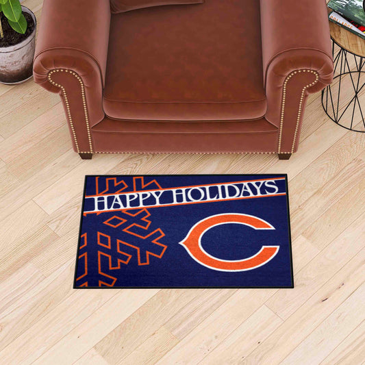 Chicago Bears Starter Mat Accent Rug - 19in. x 30in. Happy Holidays Starter Mat - Chicago Bears