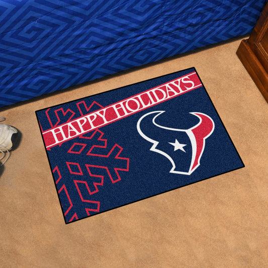 Houston Texans Starter Mat Accent Rug - 19in. x 30in. Happy Holidays Starter Mat - Houston Texans