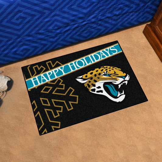 Jacksonville Jaguars Starter Mat Accent Rug - 19in. x 30in. Happy Holidays Starter Mat - Jacksonville Jaguars