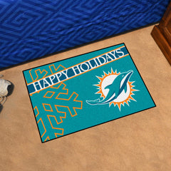 Miami Dolphins Starter Mat Accent Rug - 19in. x 30in. Happy Holidays Starter Mat - Miami Dolphins