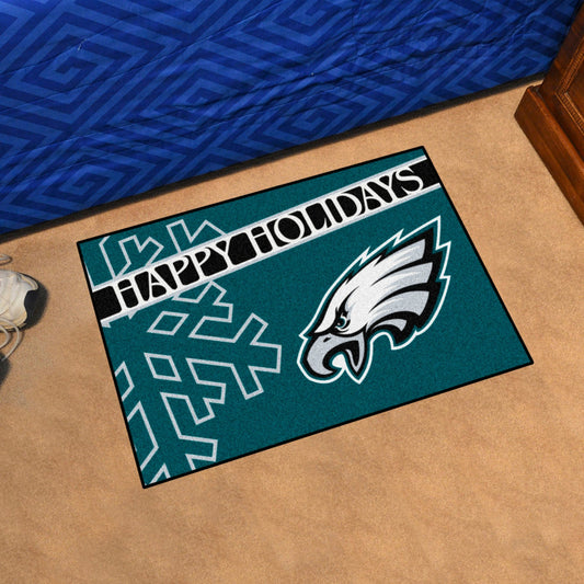 Philadelphia Eagles Starter Mat Accent Rug - 19in. x 30in. Happy Holidays Starter Mat - Philadelphia Eagles