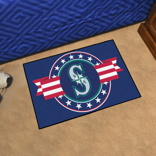 Seattle Mariners Starter Mat Accent Rug - 19in. x 30in. Patriotic Starter Mat - Seattle Mariners