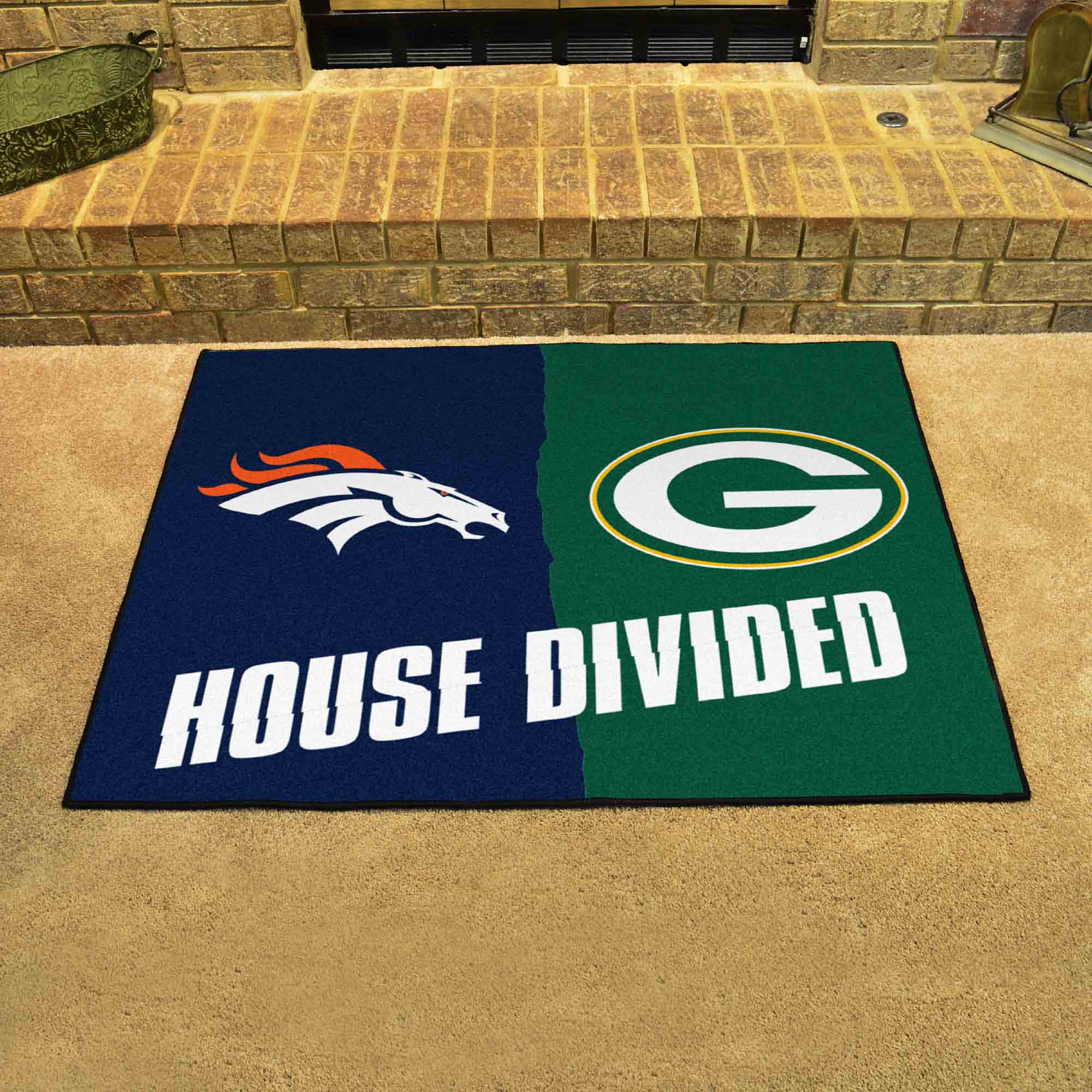 NFL House Divided - Broncos / Packers House Divided Rug - 34 in. x 42.5 in. - NFL House Divided - Broncos / Packers