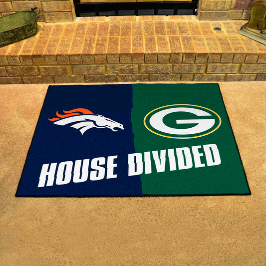 NFL House Divided - Broncos / Packers House Divided Rug - 34 in. x 42.5 in. - NFL House Divided - Broncos / Packers