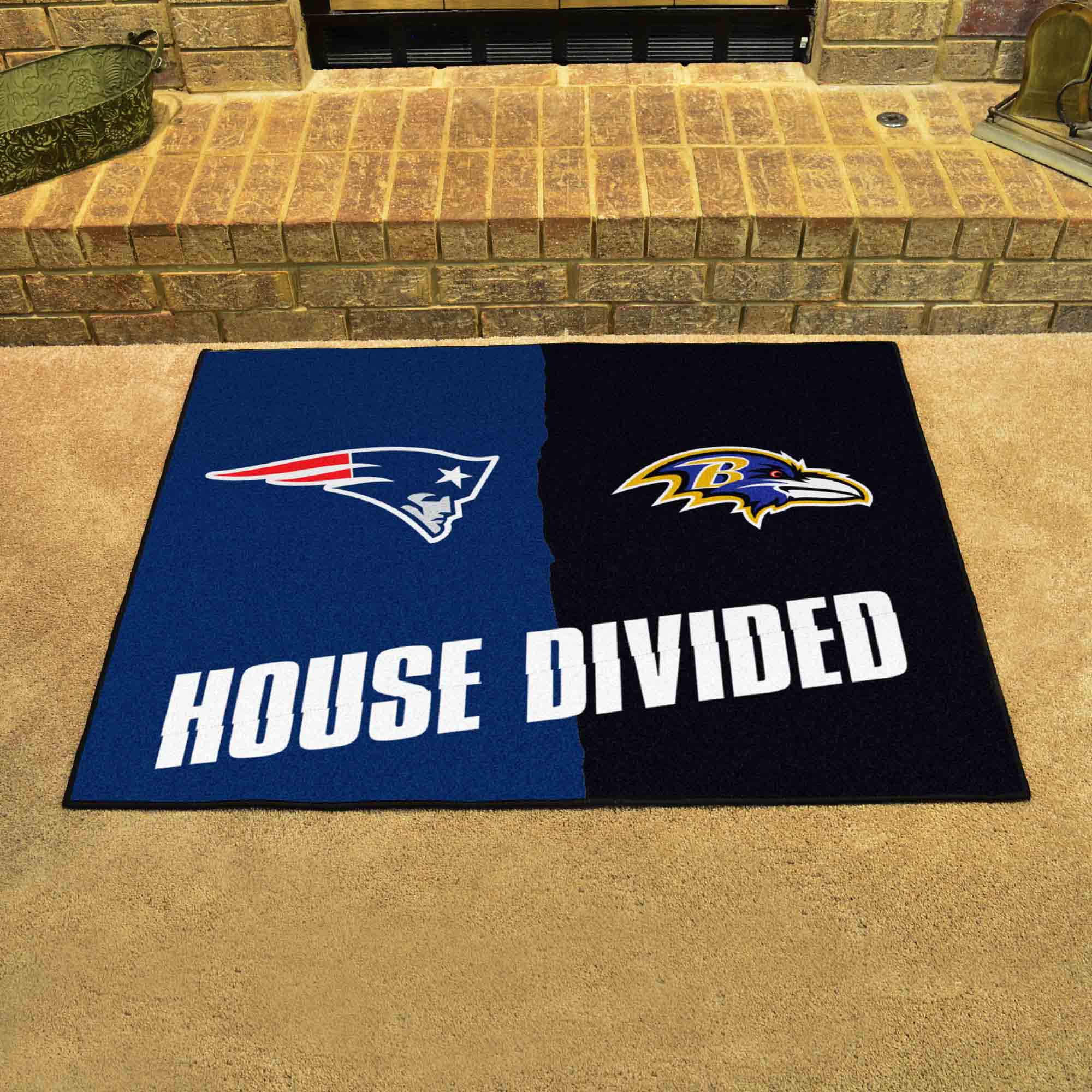 NFL House Divided - Patriots / Ravens House Divided Rug - 34 in. x 42.5 in. - NFL House Divided - Patriots / Ravens