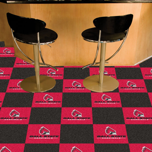 Ball State Cardinals Team Carpet Tiles - 45 Sq Ft. - Ball State