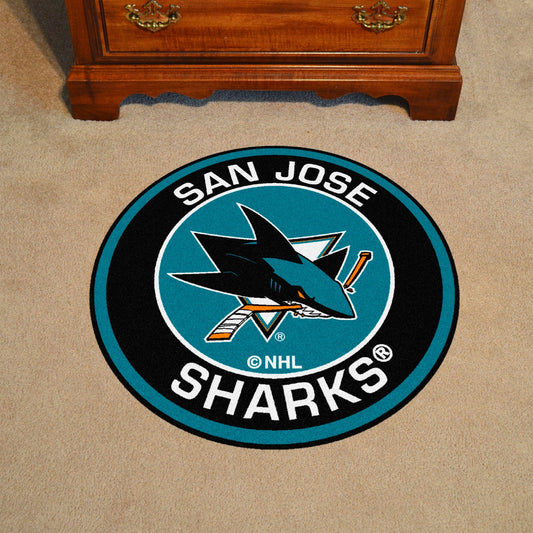 San Jose Sharks Roundel Rug - 27in. Diameter - San Jose Sharks