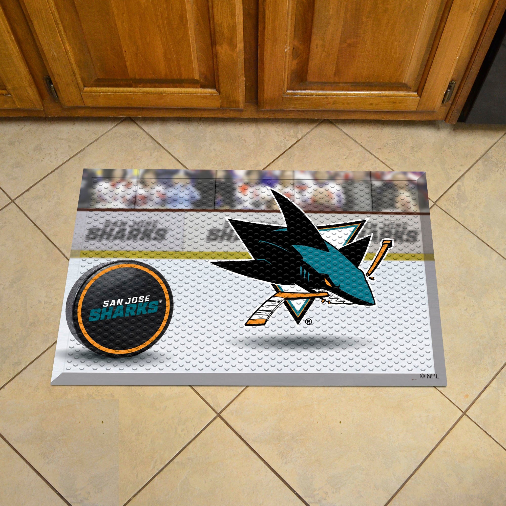 San Jose Sharks Rubber Scraper Door Mat - San Jose Sharks