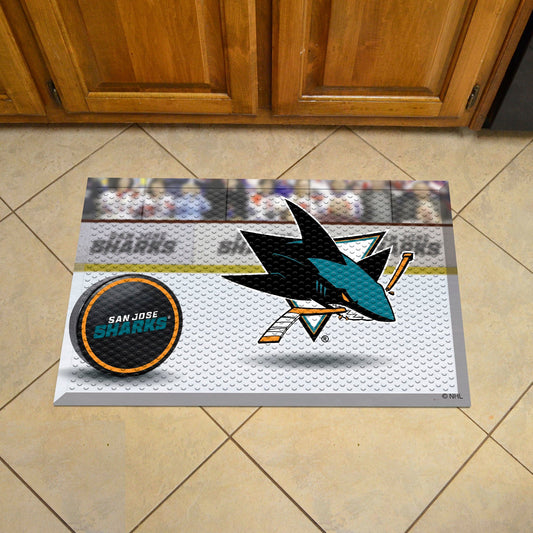 San Jose Sharks Rubber Scraper Door Mat - San Jose Sharks