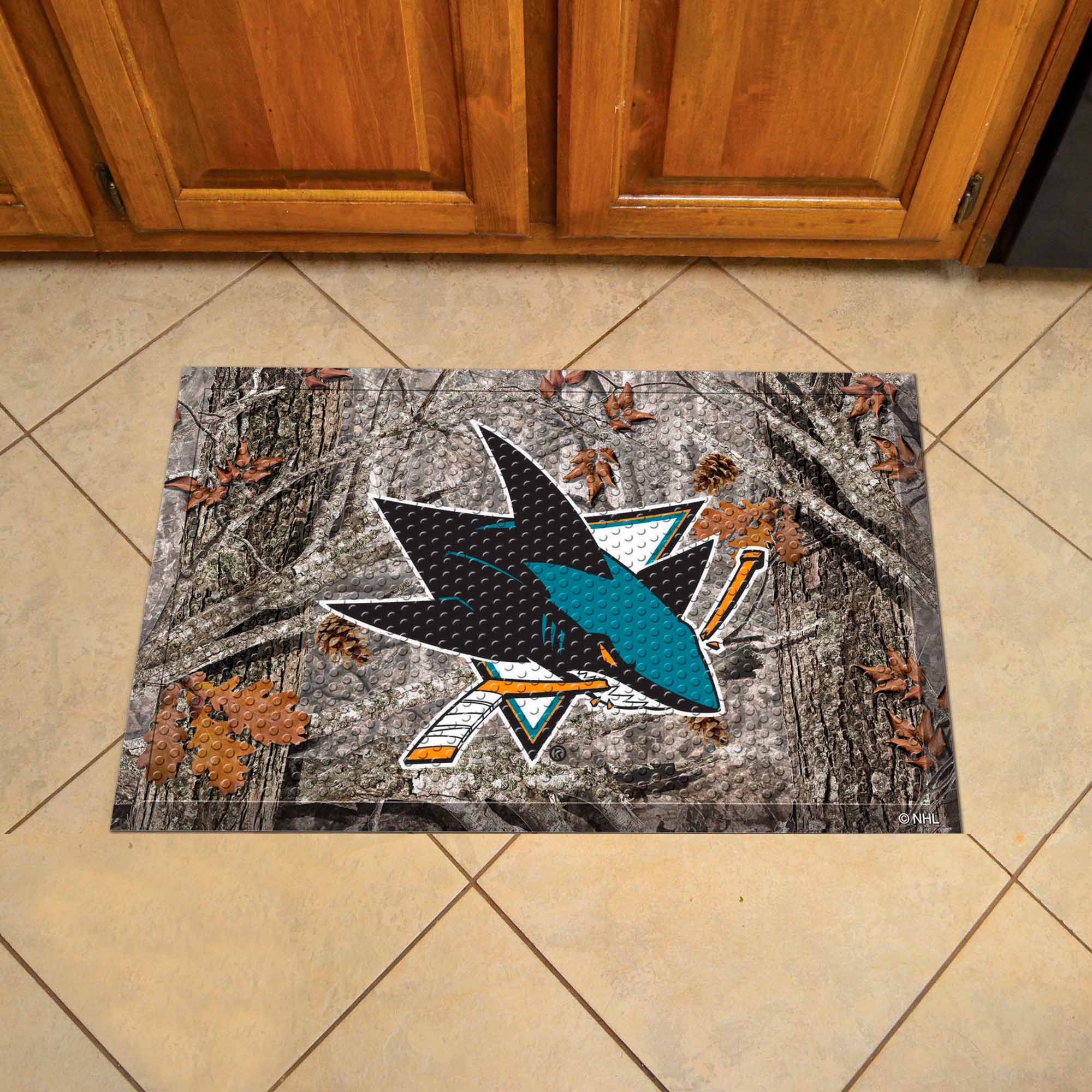 San Jose Sharks Rubber Scraper Door Mat Camo - San Jose Sharks