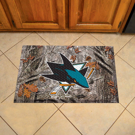 San Jose Sharks Rubber Scraper Door Mat Camo - San Jose Sharks