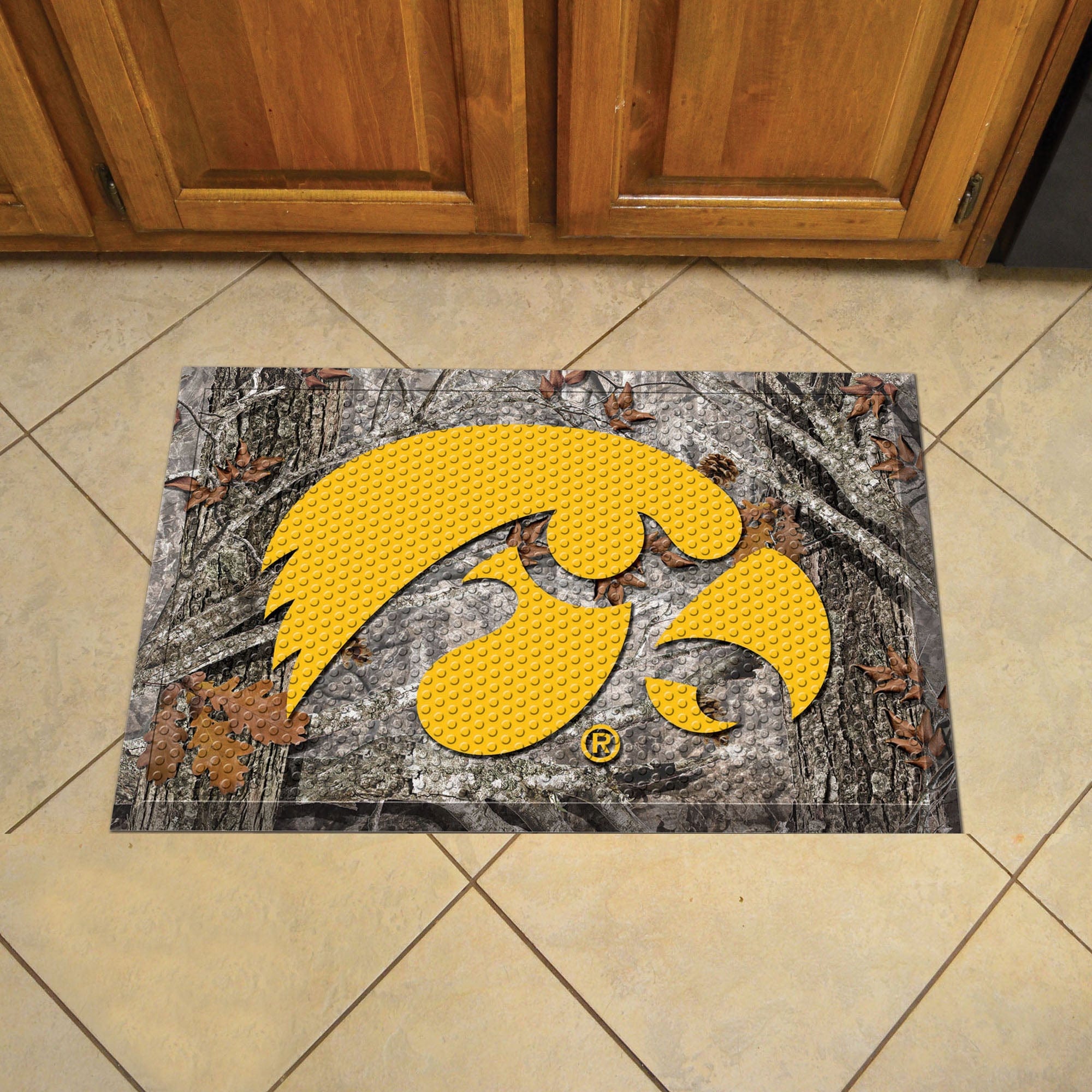 Iowa Hawkeyes Rubber Scraper Door Mat Camo - Iowa