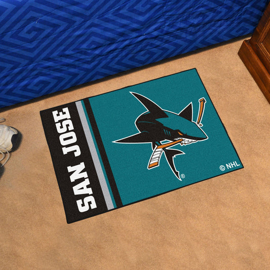 San Jose Sharks Starter Mat Accent Rug - 19in. x 30in., Uniform Design - San Jose Sharks