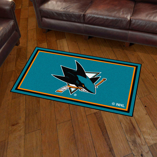 San Jose Sharks 3ft. x 5ft. Plush Area Rug - San Jose Sharks