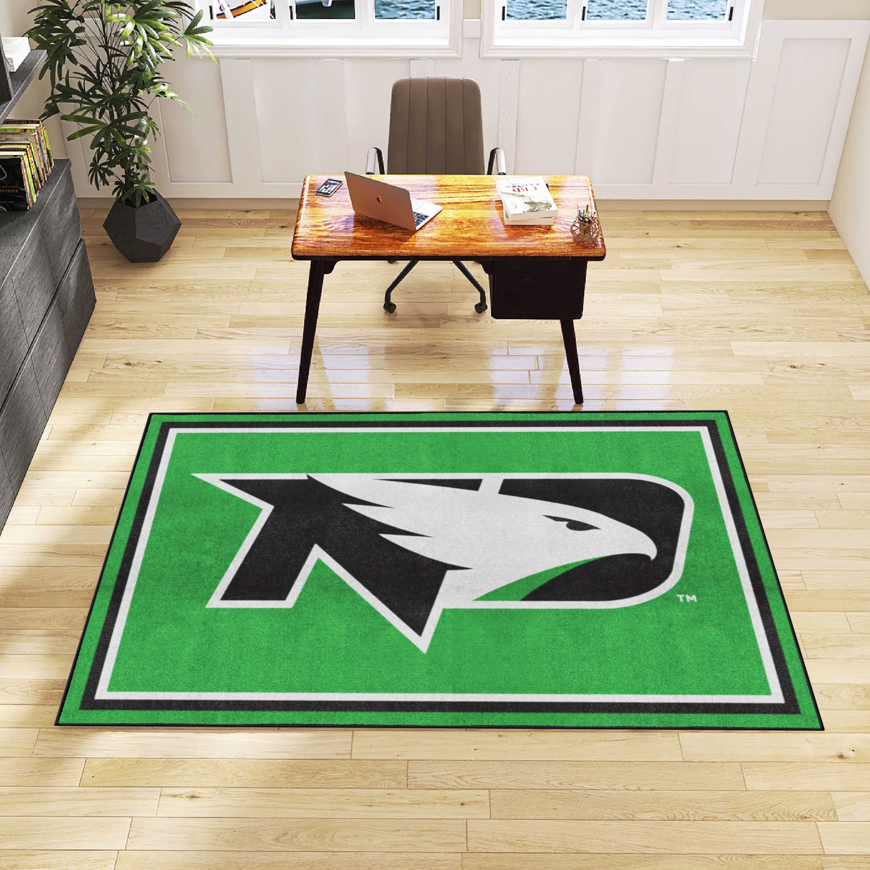 North Dakota Fighting Hawks 5ft. x 8 ft. Plush Area Rug - North Dakota