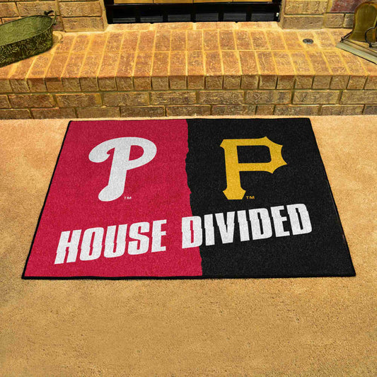 MLB House Divided - Pirates / Phillies House Divided Rug - 34 in. x 42.5 in. - MLB House Divided - Pirates / Phillies