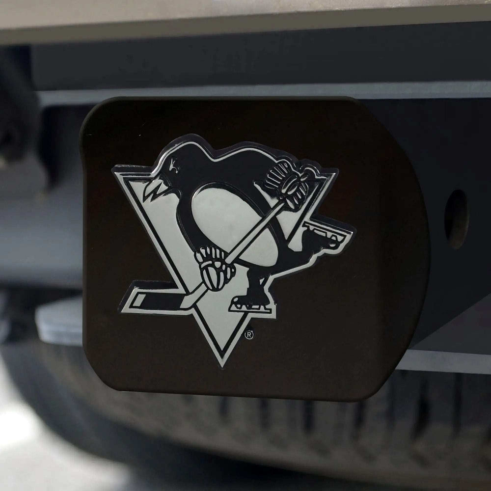 Pittsburgh Penguins Black Metal Hitch Cover with Metal Chrome 3D Emblem - Pittsburgh Penguins - Flyclothing LLC