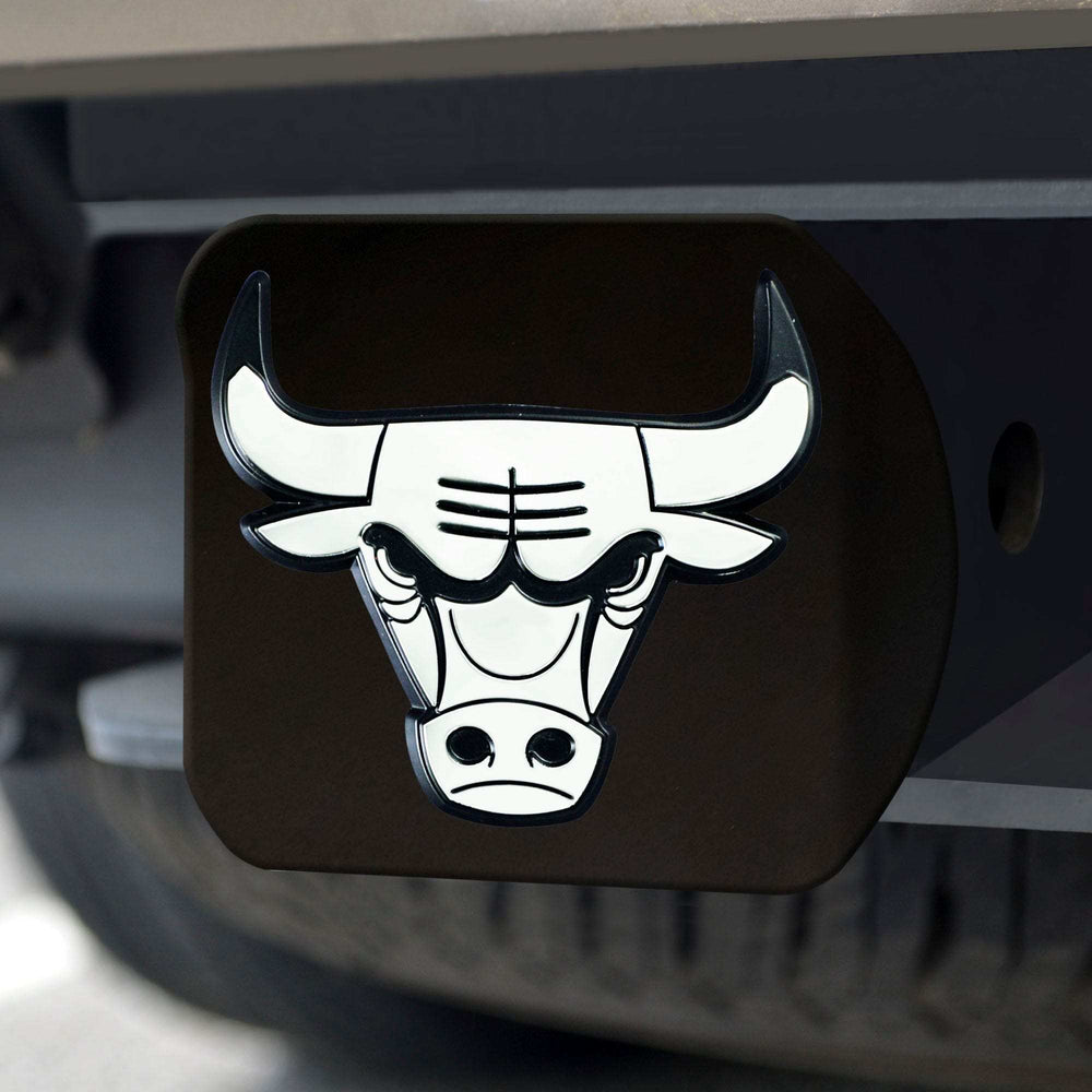 Chicago Bulls Black Metal Hitch Cover with Metal Chrome 3D Emblem - Chicago Bulls - Flyclothing LLC