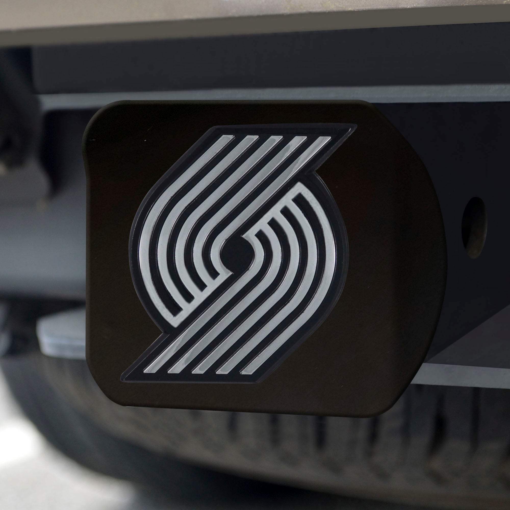 Portland Trail Blazers Black Metal Hitch Cover with Metal Chrome 3D Emblem - Portland Trail Blazers - Flyclothing LLC