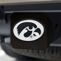 Iowa Hawkeyes Black Metal Hitch Cover with Metal Chrome 3D Emblem - Iowa
