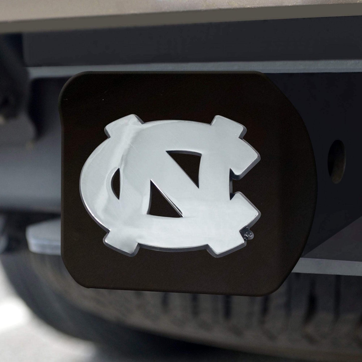 North Carolina Tar Heels Black Metal Hitch Cover with Metal Chrome 3D Emblem - North Carolina Tar Heels - Flyclothing LLC