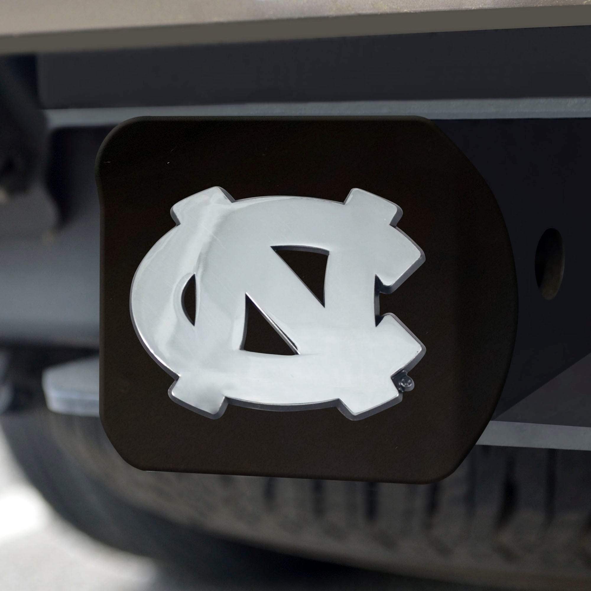 North Carolina Tar Heels Black Metal Hitch Cover with Metal Chrome 3D Emblem - North Carolina Tar Heels - Flyclothing LLC