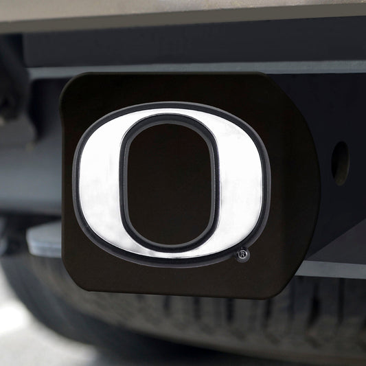 Oregon Ducks Black Metal Hitch Cover with Metal Chrome 3D Emblem - Oregon