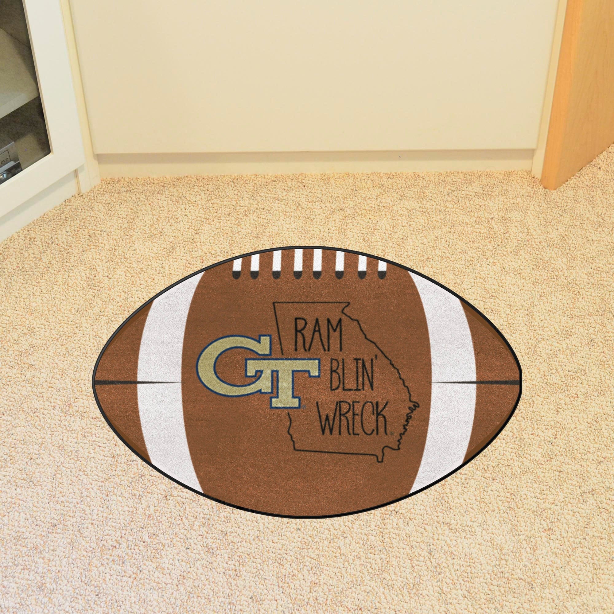 Georgia Tech Yellow Jackets Southern Style Football Rug - 20.5in. x 32.5in. - Georgia Tech