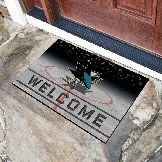 San Jose Sharks Rubber Door Mat - 18in. x 30in. - San Jose Sharks