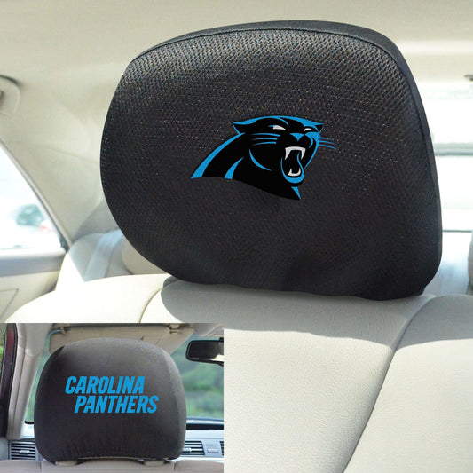 Carolina Panthers Embroidered Head Rest Cover Set - 2 Pieces - Carolina Panthers