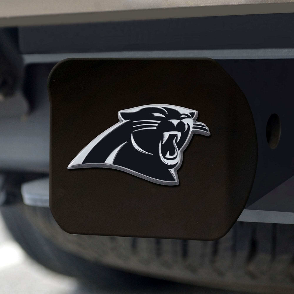 Carolina Panthers Black Metal Hitch Cover with Metal Chrome 3D Emblem - Carolina Panthers - Flyclothing LLC