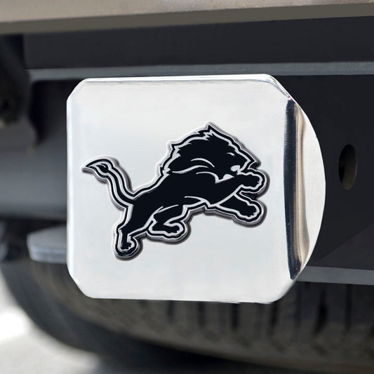 Detroit Lions Chrome Metal Hitch Cover with Chrome Metal 3D Emblem - Detroit Lions
