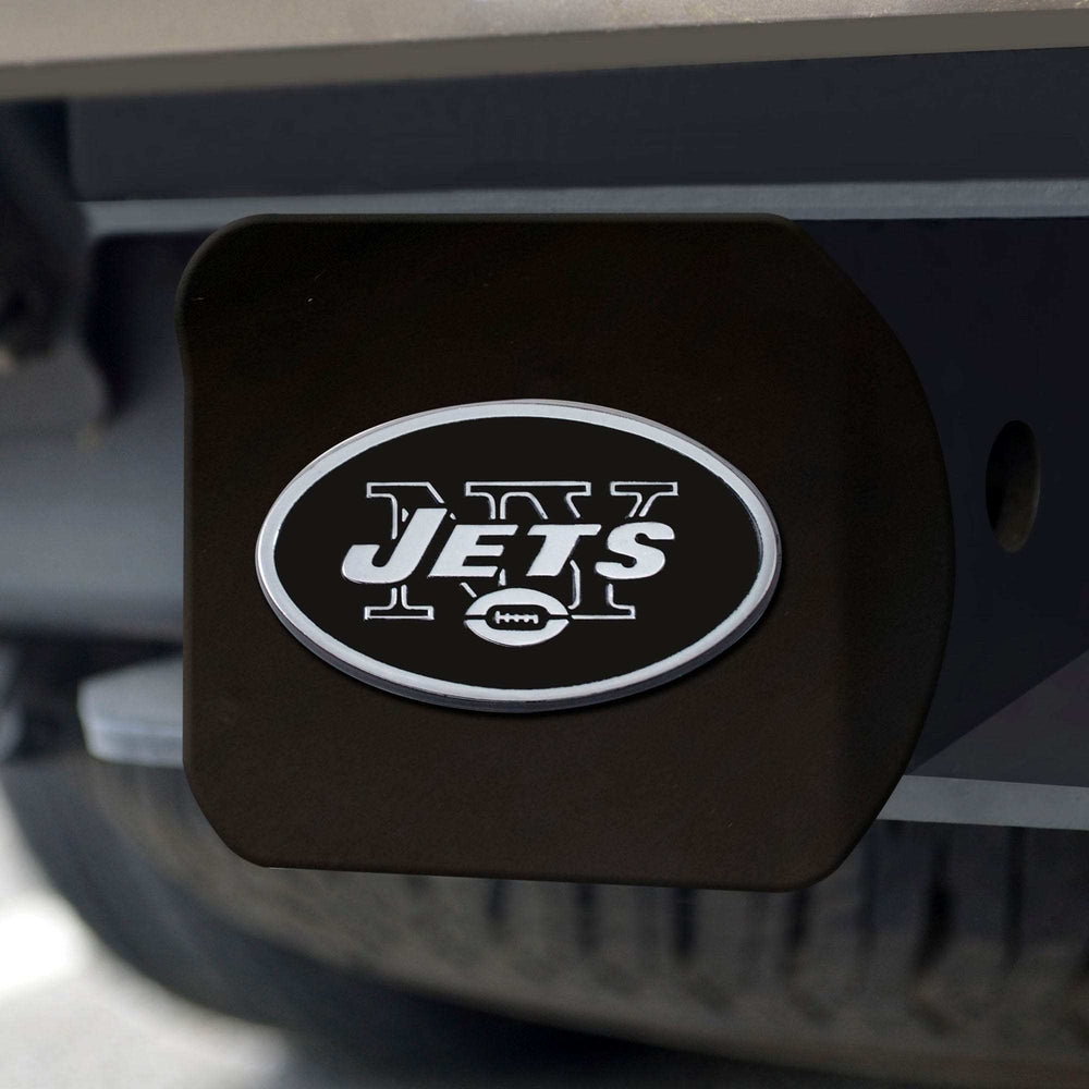 New York Jets Black Metal Hitch Cover with Metal Chrome 3D Emblem - New York Jets - Flyclothing LLC