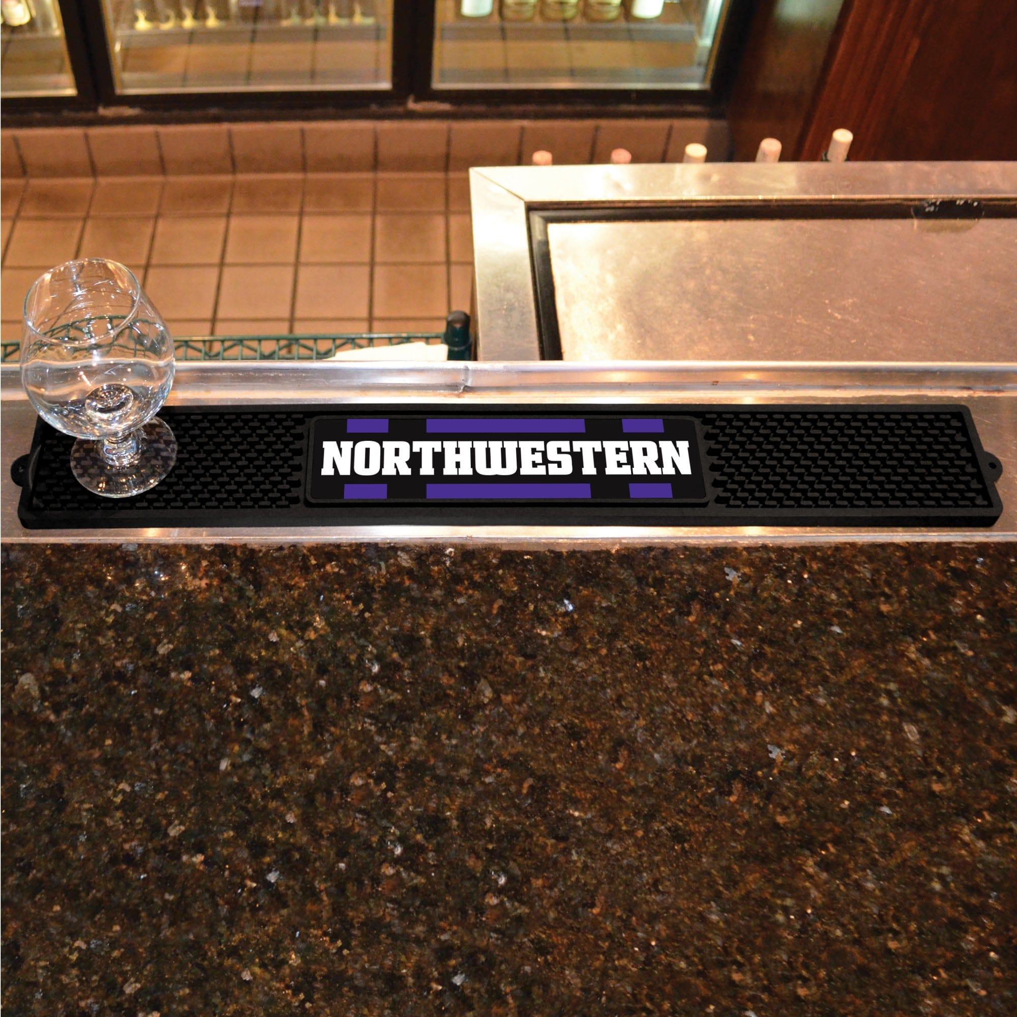 Northwestern Wildcats Bar Drink Mat - 3.25in. x 24in. - Northwestern