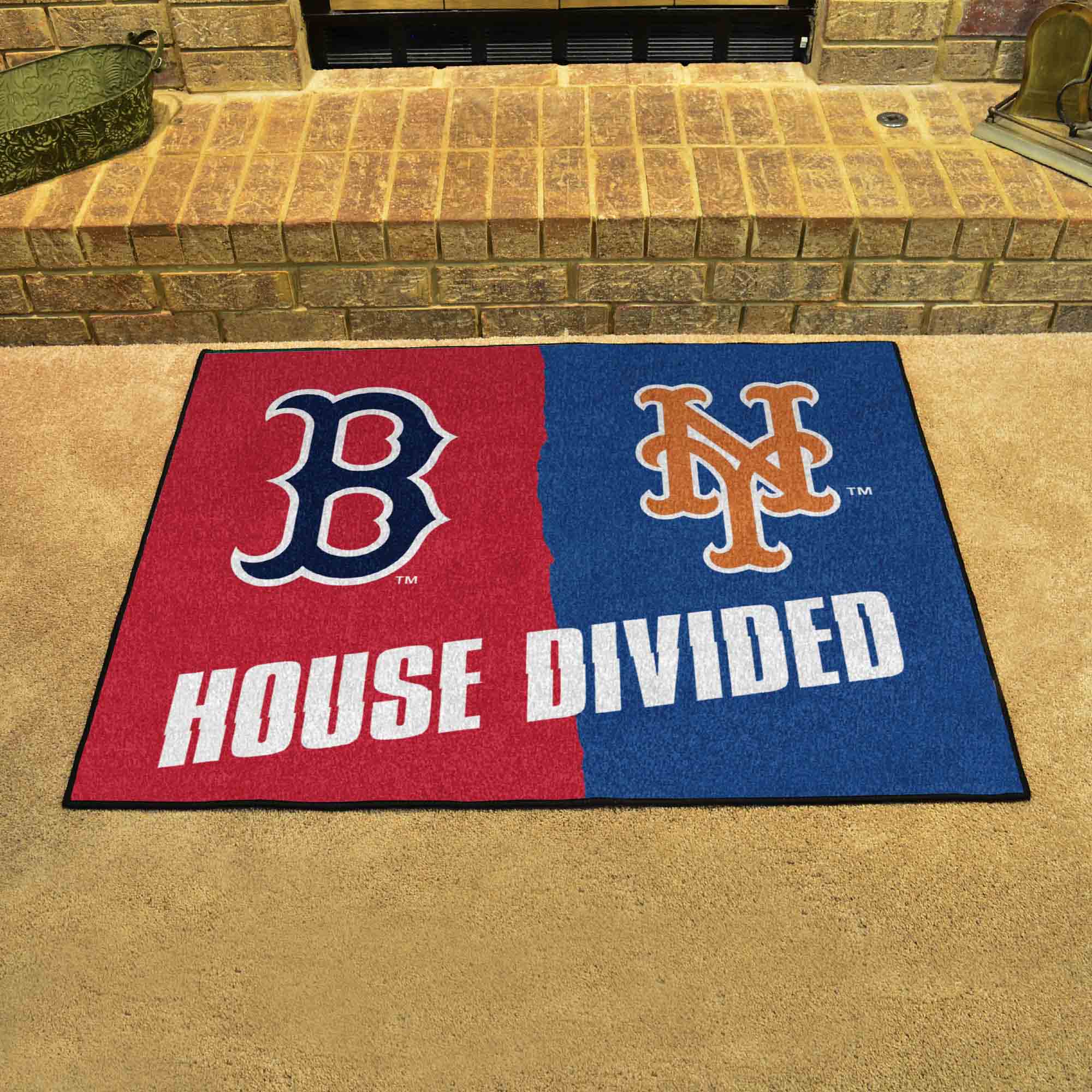MLB House Divided - Red Sox / Mets House Divided Rug - 34 in. x 42.5 in. - MLB House Divided - Red Sox / Mets