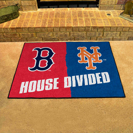 MLB House Divided - Red Sox / Mets House Divided Rug - 34 in. x 42.5 in. - MLB House Divided - Red Sox / Mets
