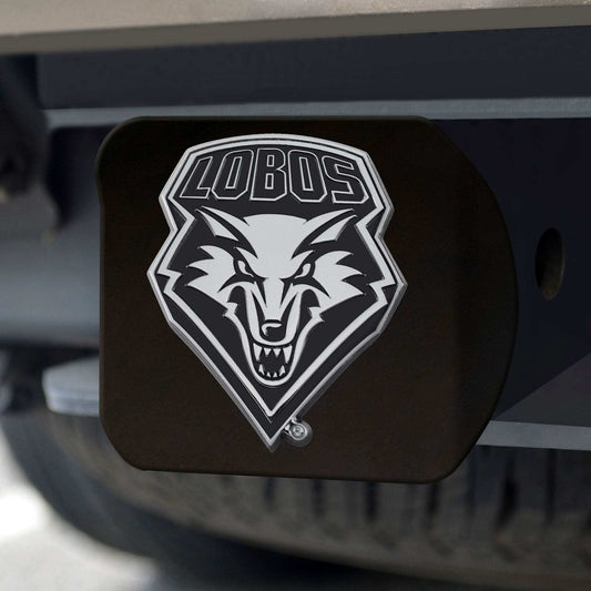 New Mexico Lobos Black Metal Hitch Cover with Metal Chrome 3D Emblem - New Mexico - Flyclothing LLC