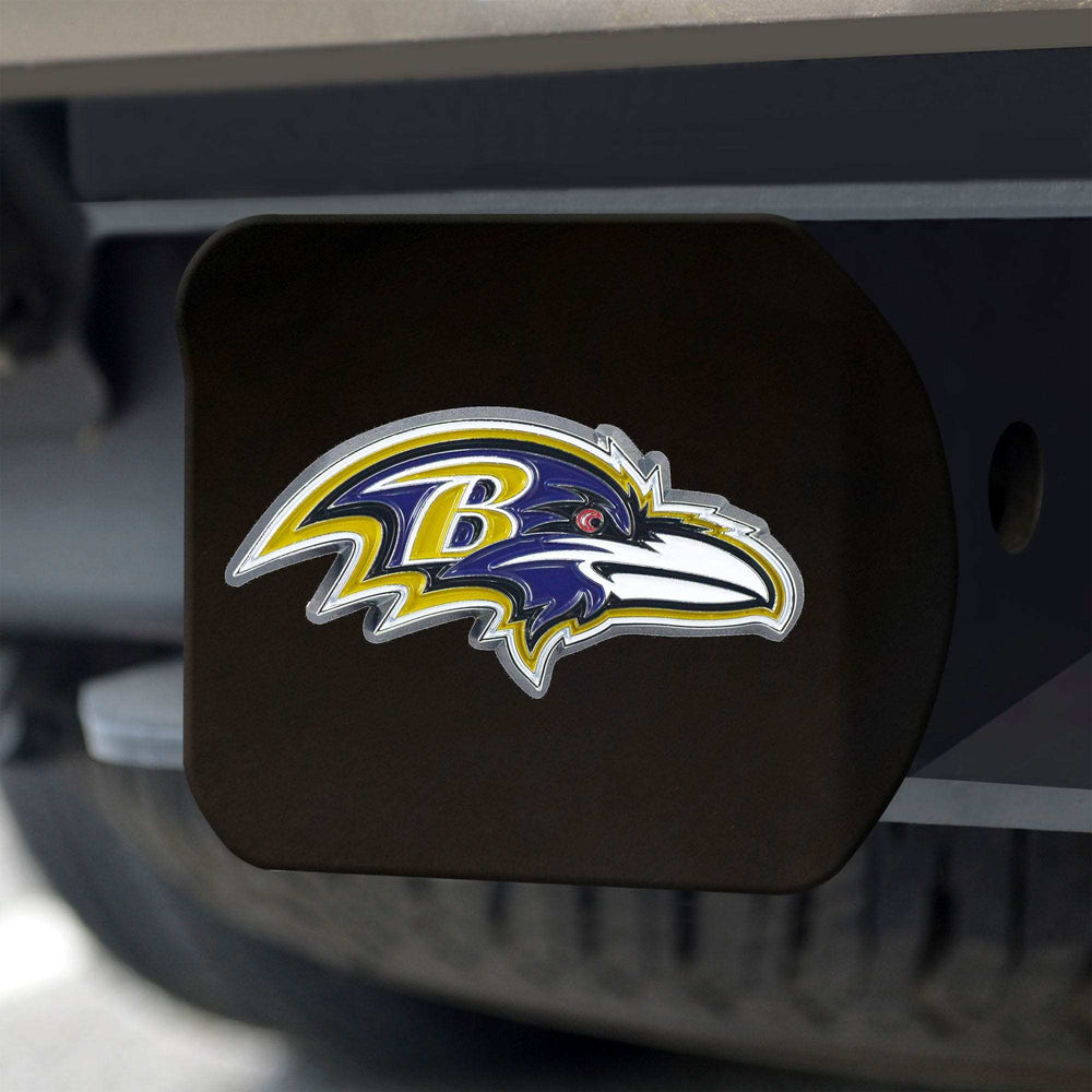 Baltimore Ravens Black Metal Hitch Cover - 3D Color Emblem - Baltimore Ravens - Flyclothing LLC