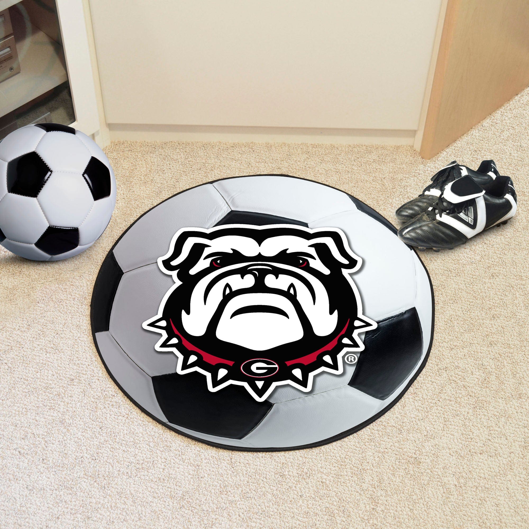 Georgia Bulldogs Soccer Ball Rug - 27in. Diameter - Georgia